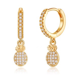 Σκουλαρίκια ανανάς 14κ με ζιργκον