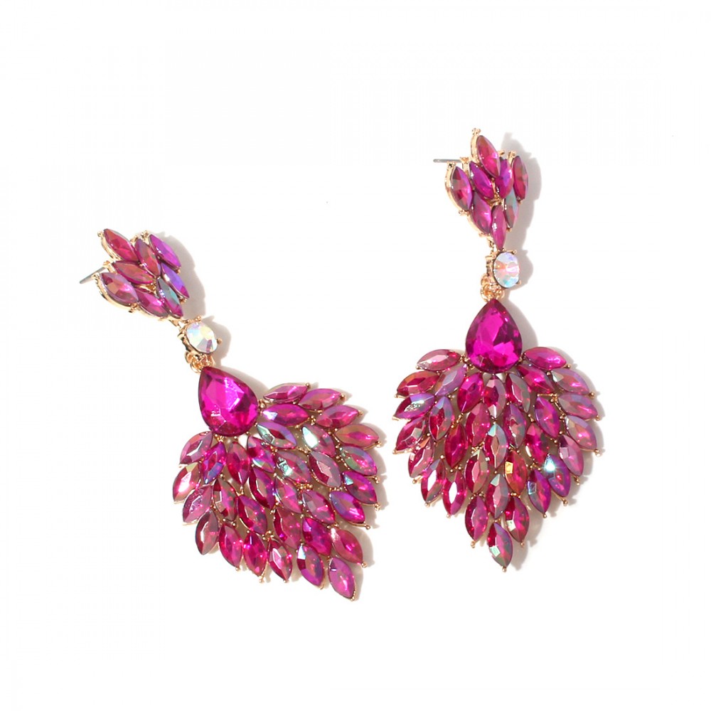 Μεγάλα Σκουλαρίκια σταγόνες βροχής με κρυστάλλινες πέτρες