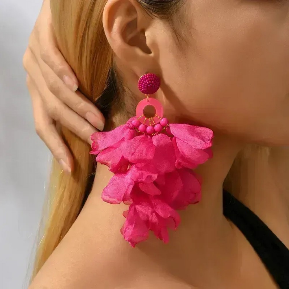 Σκουλαρικια υφασματινα λουλουδια