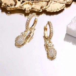 Σκουλαρίκια ανανάς 14κ με ζιργκον