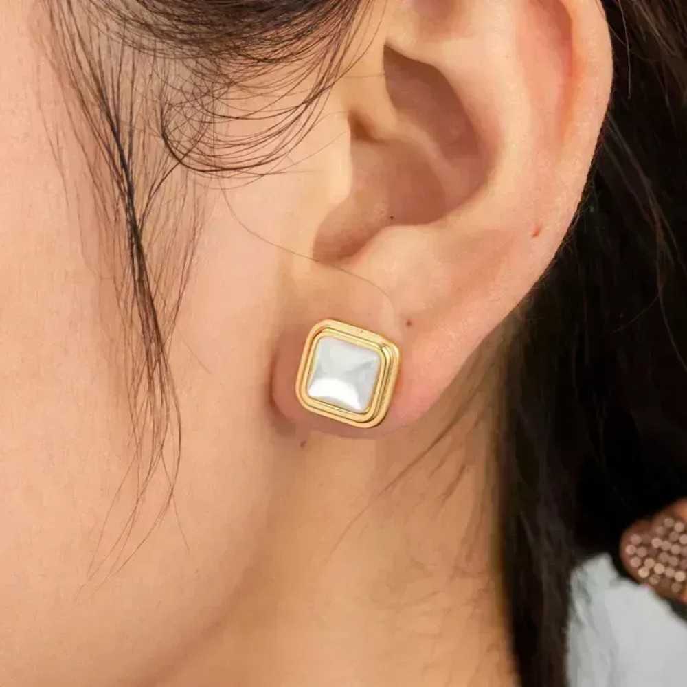 Τετράγωνα σκουλαρίκια με φιλντισι