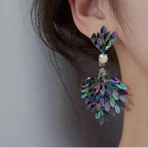 Μεγάλα Σκουλαρίκια σταγόνες βροχής με κρυστάλλινες πέτρες