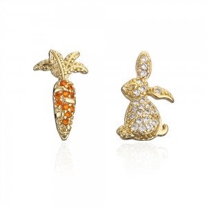 Επίχρυσα σκουλαρίκια καρότο-κουνέλι
