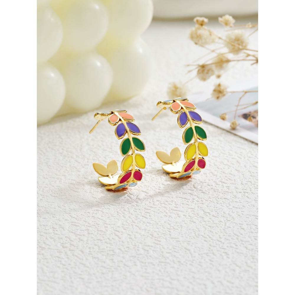 Ατσάλινα επίχρυσα σκουλαρίκια με σμάλτο  Αξεσουάρ