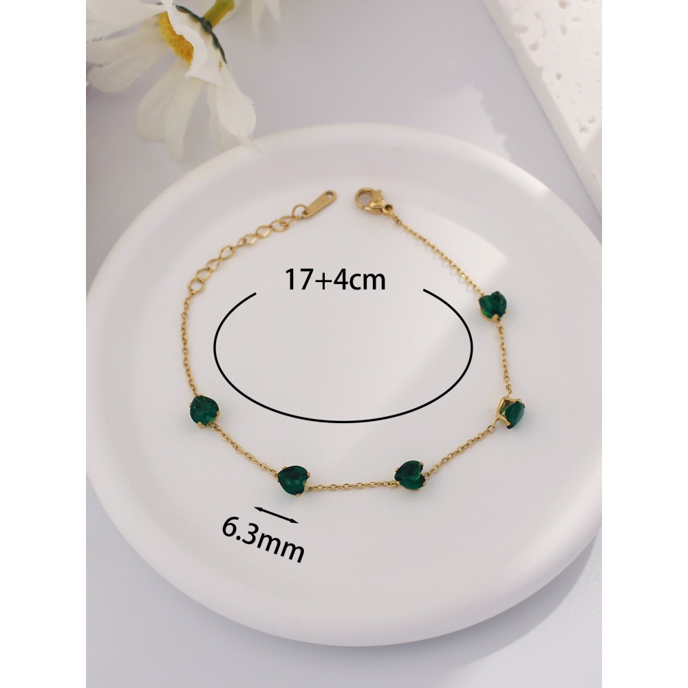 Επίχρυσο βραχιολάκι με πράσινες πέτρες Αξεσουάρ