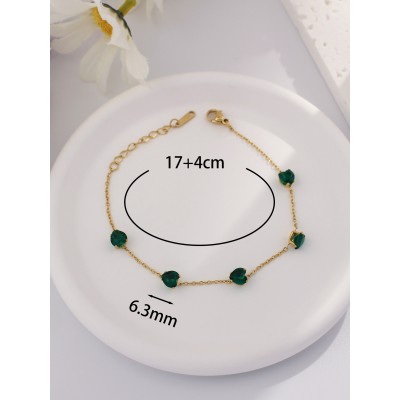 Επίχρυσο βραχιολάκι με πράσινες πέτρες