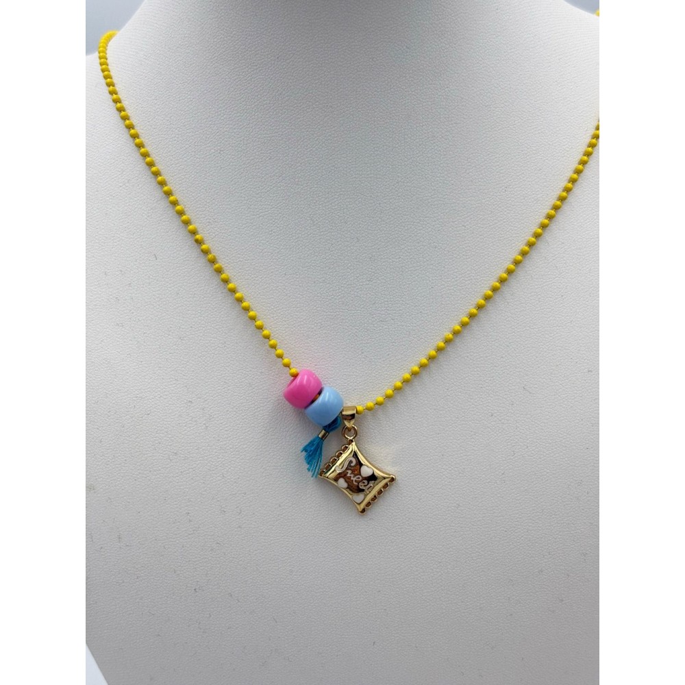 Χειροποίητο παιδικό κολιέ με ατσάλινο στοιχείο καραμέλα Δώρα Για Το Παιδί