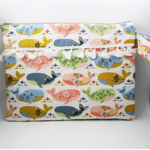 Handbag ''colourful whales''