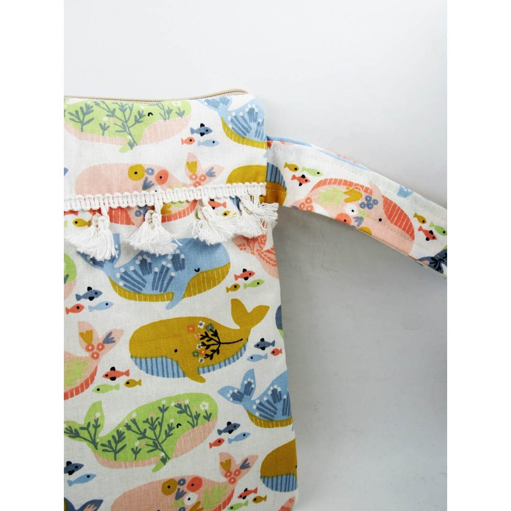 Handbag ''colourful whales''