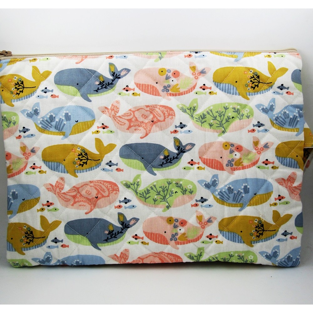 Handbag''colourful whales'' quilted