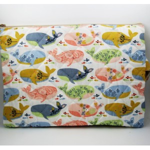 Handbag''colourful whales'' quilted