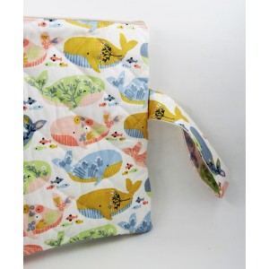 Handbag''colourful whales'' quilted
