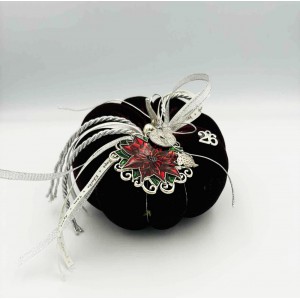 Χριστουγεννιάτικη  κολοκύθα με αλεξανδριανό γούρι ασημένιο Χριστούγεννα