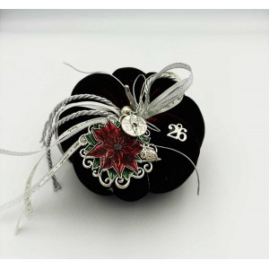 Χριστουγεννιάτικη  κολοκύθα με αλεξανδριανό γούρι ασημένιο Χριστούγεννα