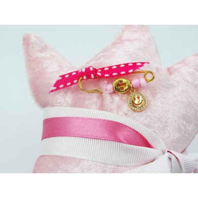 Ενθύμιο γέννησης κορώνα βελουτέ ροζ με ατσάλινη καρφίτσα