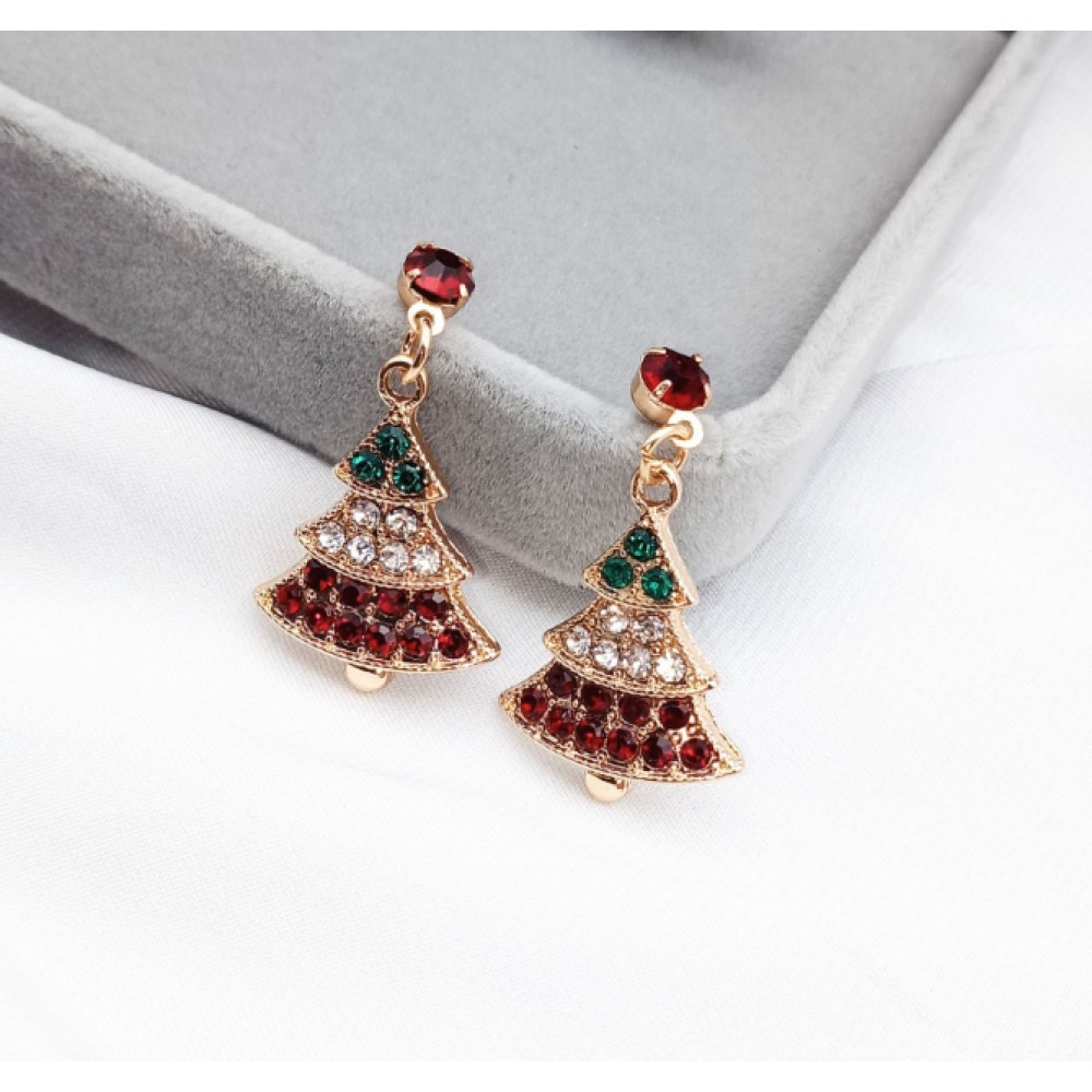 Χριστουγεννιάτικα σκουλαρίκια Δέντρο με στρας