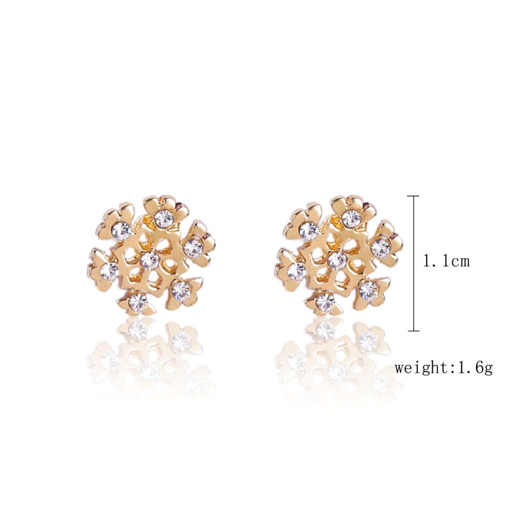  Σκουλαρίκια επιχρυσα χιονονιφαδες με ζιργκον